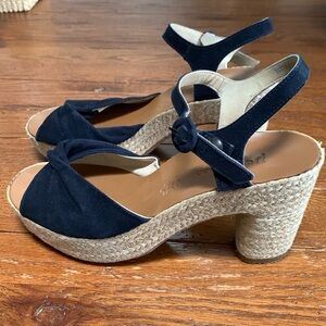 Paul Green Harper Black Suede Platform Sandals Women’s Jute Wrap Heels Size 7.5